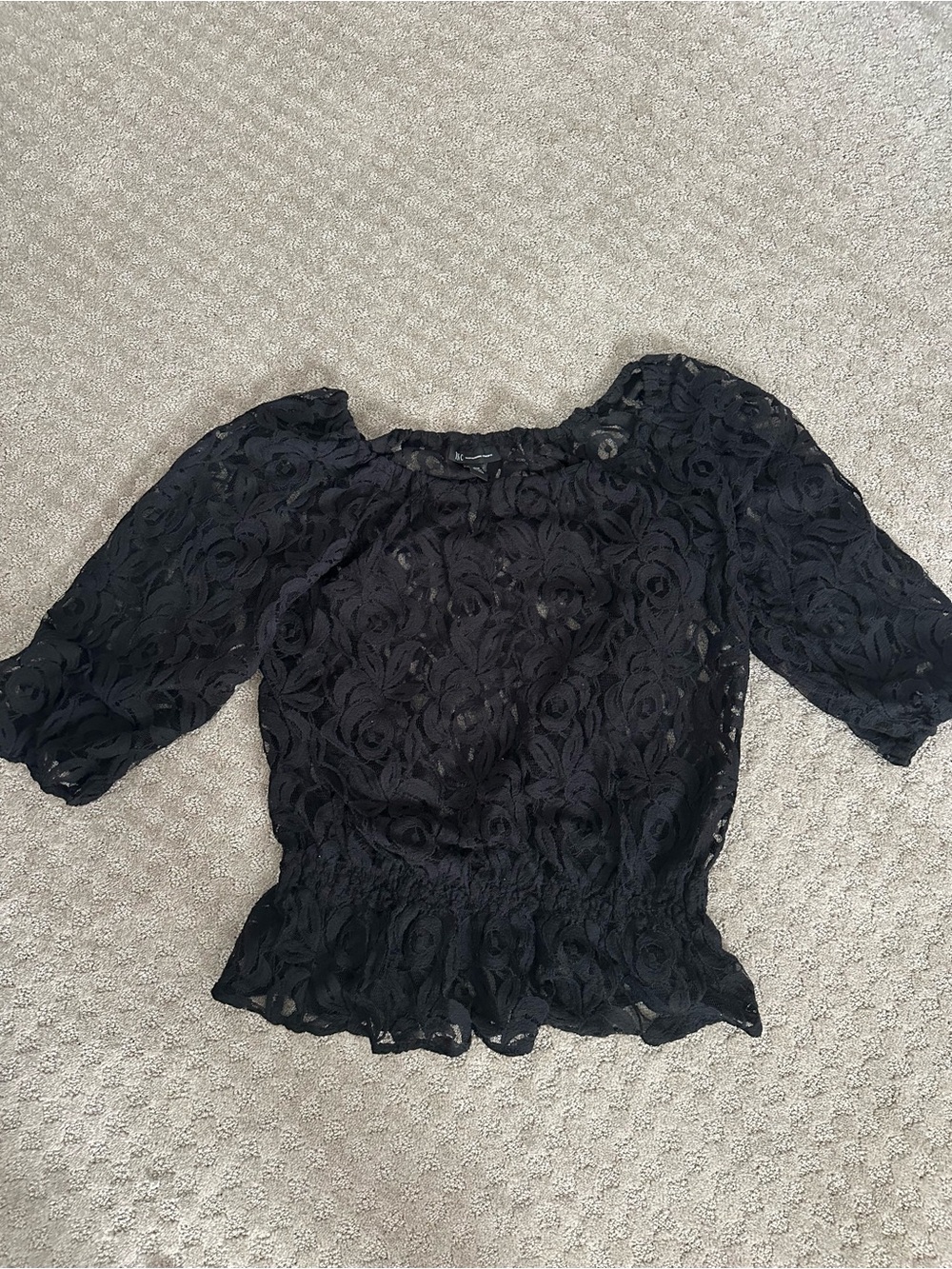 INC International Concepts Black Floral Lace Peasant Blouse